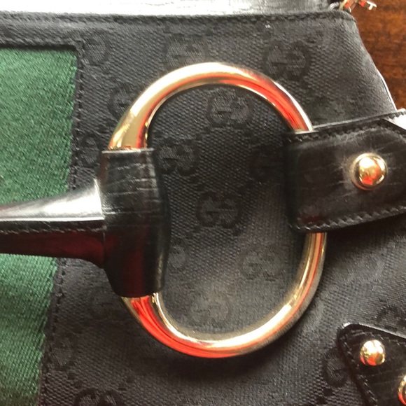 Gucci Blk Canvas GG Horsebit Clutch Shoulder Bag - Picture 8 of 8